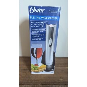 Oster Electric Wine Opener 4207 Cordless Rechargeable Silver Black w/Base New OB